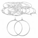 30mm Silver Plated Stainless Steel Material Hoop Earring Findings – Pack of 40 Pieces | Thin Round Hoops for DIY Jewelry Making, Charms, Beads, Pearl & Pendant Earrings