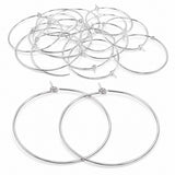 40mm Silver Plated Stainless Steel Hoop Earring Findings – Pack of 40 Pieces | Thin Round Hoops for DIY Jewelry Making, Charms, Beads, Pearl & Pendant Earrings