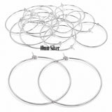 40mm Silver Plated Stainless Steel Hoop Earring Findings – Pack of 40 Pieces | Thin Round Hoops for DIY Jewelry Making, Charms, Beads, Pearl & Pendant Earrings