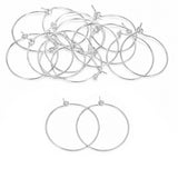 25mm Silver Plated Hoop Earring Findings - Pack of 40 Pieces | Thin Round Hoop Wire for DIY Jewelry Making, Charms, Beads & Pearl Earrings