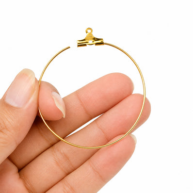 20pcs (10 Pairs) Gold Plated Wire Hoop Earring Findings 25mm | Round Hoop Earring Making Findings | Lightweight DIY Jewelry Supplies
