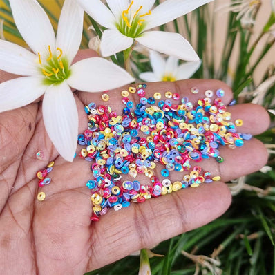 100 Grams Pack Sitara Mixed Sequins and Spangles Craft Supplies, Assorted Color