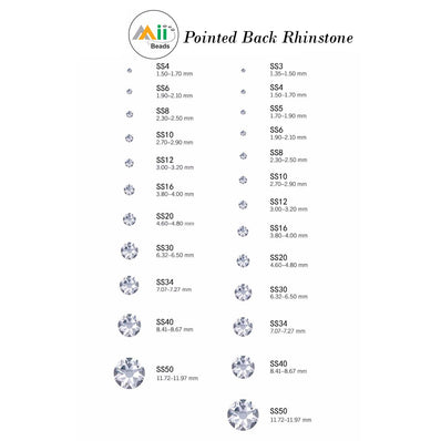 720 Pcs (5 Gross) Fine Quality of  Rhinestone Chatons Stones Beads for Craft Jewellery Embroidery Making Purpose, View SS Size Chart in Size SS-08