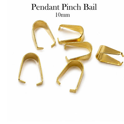 10mm Gold Plated Pinch Pendant Bail for Jewelry Making – 50 Pieces Pack