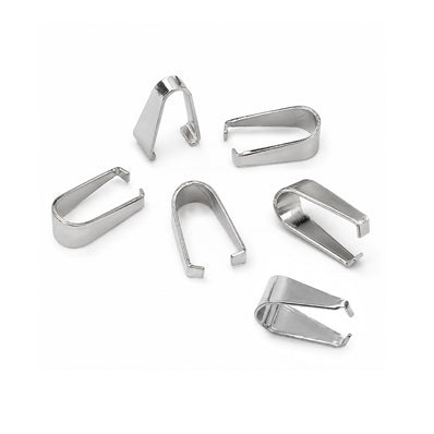 10mm Steel Plated Pinch Pendant Bail for Jewelry Making – 50 Pieces Pack