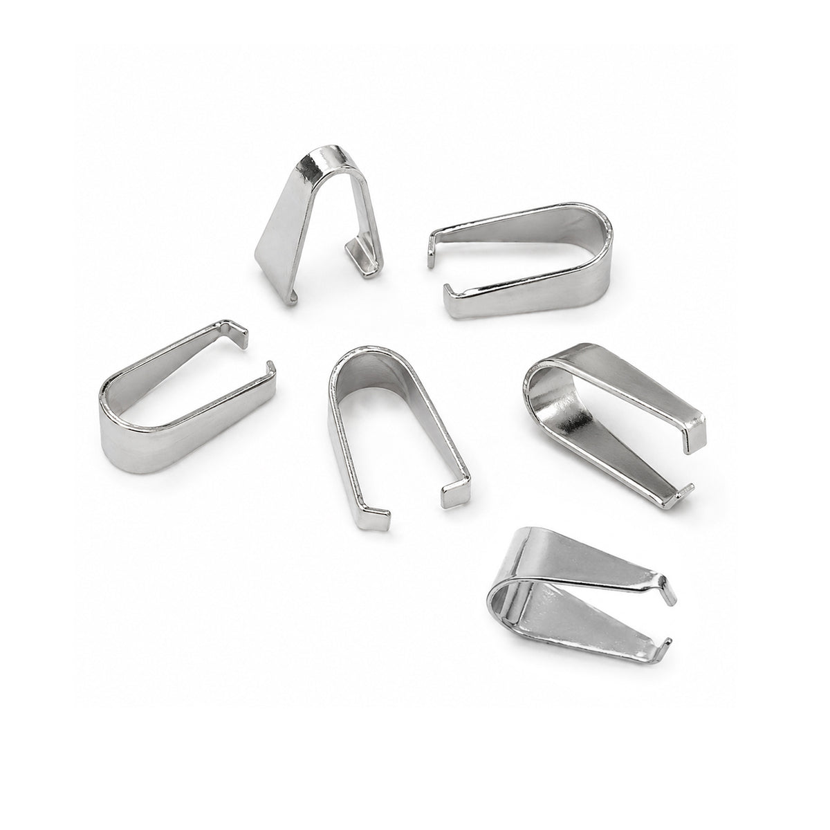 10mm Steel Plated Pinch Pendant Bail for Jewelry Making – 50 Pieces Pack