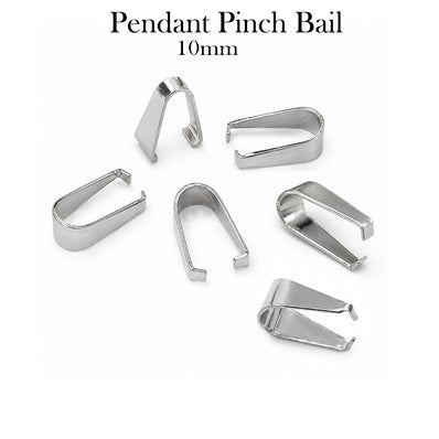 10mm Steel Plated Pinch Pendant Bail for Jewelry Making – 50 Pieces Pack