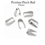 10mm Steel Plated Pinch Pendant Bail for Jewelry Making – 50 Pieces Pack