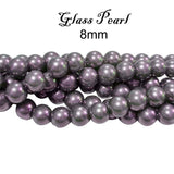 8mm Glass Pearl Bead Sold Per Strand of 32" About 80 Beads Colorful