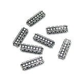 10 PCS PACK IN APPROX SIZE 24MM long OXIDIZED SILVER SPACER BAR BEADS FOR JEWELRY MAKING, BEAUTIFUL BRASS STAMP DESIGN (HANDMADE)