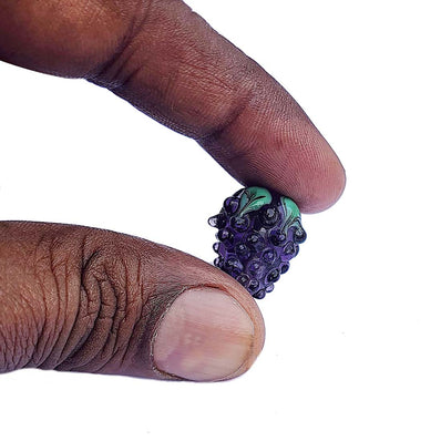 2 Pcs Pkg. Blackberry Strawberry lampwork glass beads for jewelry making