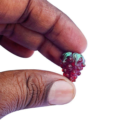 2 PCS PKG. Red, STRAWBERRY BEADS HANDMADE LAMPWORK GLASS BEADS