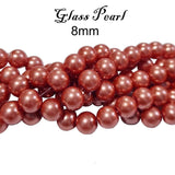 8mm GLASS BEADS PEARL BEADS, SOLD BY 16 INCHES STRANDS, about 50~52
