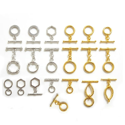 10pcs, Gold & Silver Toggle Clasps for Jewelry Making | Assorted Metal Toggle Fasteners | Bracelet Necklace Closures & DIY Jewelry Findings