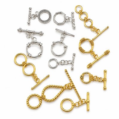 10pcs, Gold & Silver Toggle Clasps for Jewelry Making | Assorted Metal Toggle Fasteners | Bracelet Necklace Closures & DIY Jewelry Findings