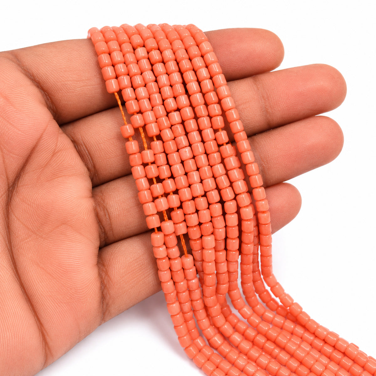 Natural Taiwan Bamboo Coral Beads 2x3mm Barrel Tube Shape | Red Coral Gemstone Spacer Beads | Approx. 125~127 Beads Per Strand | Jewelry Making Supplies