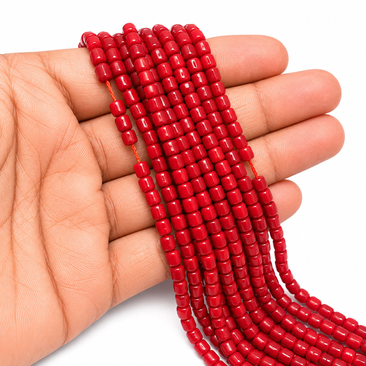 Natural Taiwan Bamboo Coral Beads 2x3mm Barrel Tube Shape | Dark Cherry Red Bamboo Coral Gemstone Beads | Approx. 125~127 Beads Per Strand | Jewelry Making Supplies