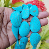 Howlite Turquoise beads large Twisted Oval shape in size about 25x35mm, approx 12 beads in a line