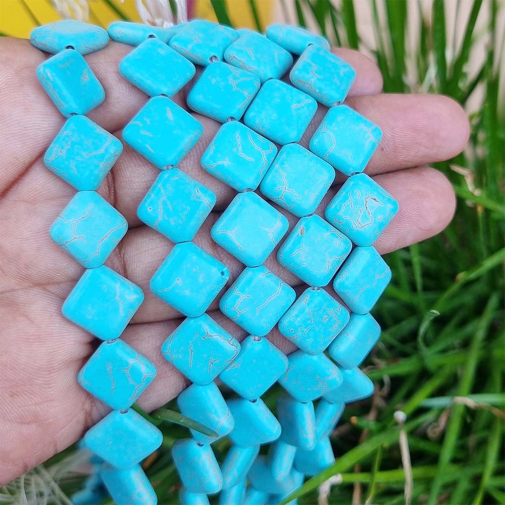 Howlite Turquoise Beads Diamond Cube Shape in size about 15mm