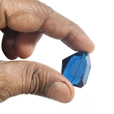 6 PCS PKG. SUPER QUALITY' 26X20 MM APPROX SIZE, LOOSE PACK, FACETED Montana Blue color, CRYSTAL GLASS BEAD