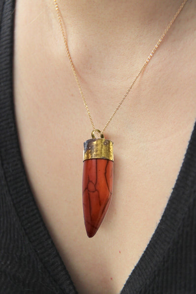 2 Pcs Pkg.  Red Tibetan Tusk Horn Tribal Ethnic Pendant