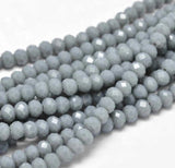 PER LINE 6MM FACETED OPAQUE RONDELLE SHAPED CRYSTAL BEADS, STRAND LENGTH -( APPROXIMATELY 96~98 BEADS)