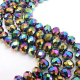 1 LINE PACK' 8x6 MM RAINBOW METALLIC TYRE RONDEL CRYSTAL GLASS BEADS