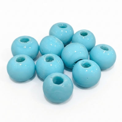 17mm Sky Blue Round Trade Glass Beads – 10 Pieces Pack | Handmade Vintage Glass Beads for Jewelry Making