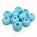 17mm Sky Blue Round Trade Glass Beads – 10 Pieces Pack | Handmade Vintage Glass Beads for Jewelry Making