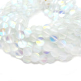 White, Mystic Aura Quartz Beads, Matte Holographic Beads 8mm Sold Per Line about 49 Beads