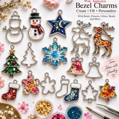 5Pcs Pack Stainless Steel Plated Christmas Tree Bezel Charm Pendant 40x30mm