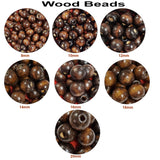 Wood Beads Brown, Round, 7 Sizes Combo Pack, Each sizes 30 Grams (Total 210 Grams)