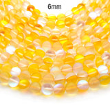 6MM, Yellow COLOR, 6MM SIZE, MYSTIC AURA QUARTZ BEADS, MATTE HOLOGRAPHIC BEADS, SOLD PER LINE ABOUT 60 BEADS