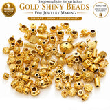 100 PCS Gold Plated Alloy Metal Beads for Jewelry Making | Shiny Spacer Beads & Designer Bead Caps | DIY Bracelet, Necklace & Craft Supplies