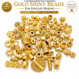 100 PCS Gold Plated Alloy Metal Beads for Jewelry Making | Shiny Spacer Beads & Designer Bead Caps | DIY Bracelet, Necklace & Craft Supplies