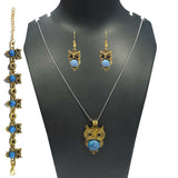 Beautiful Trending Oxidised Chain Owl Necklace Set' 16-18 Size