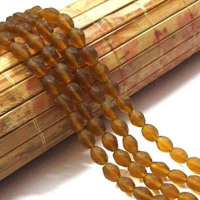 Matt Frosted Glass Beads Sold Per Strand of 16" Line in Size approx 7x10mm 1 16"Line Approx Beads  46 Pcs Beads