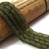 Olive Matt Frosted Glass Beads Sold Per Strand of 16" Line in Size approx 9x12mm 1 16"Line Approx Beads  35 Pcs Beads