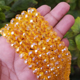 10mm Haldi yellow Crystal Rondelle Glass beads Sold Per Strand