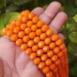10mm Rondelle Shape, Orange Opaque Color, Crystal Glass Beads, Sold Per Strand/Line Pack