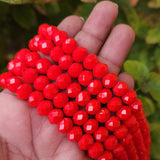 10mm Rondelle Shape, Red Opaque Color, Crystal Glass Beads, Sold Per Strand/Line Pack