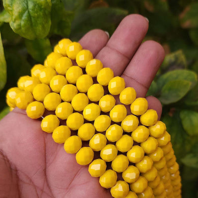 10mm Rondelle Shape, Yellow Opaque Color, Crystal Glass Beads, Sold Per Strand/Line Pack