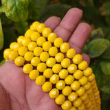10mm Rondelle Shape, Yellow Opaque Color, Crystal Glass Beads, Sold Per Strand/Line Pack