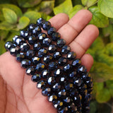 10mm Rondelle Shape, Black AB Color, Crystal Glass Beads, Sold Per Strand/Line Pack