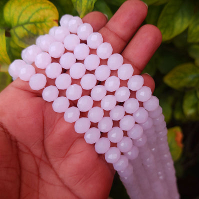 10mm Solid Color Rose Pink Faceted Crystal Glass Beads AAA Quality