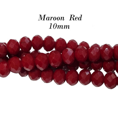 Marron, PER LINE 10MM FACETED OPAQUE RONDELLE SHAPED CRYSTAL BEADS, Strand Length -( Approximately 58~60 Beads)