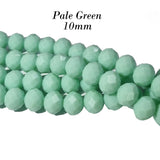 Pale Green PER LINE 10MM FACETED OPAQUE RONDELLE SHAPED CRYSTAL BEADS, Strand Length -( Approximately 58~60 Beads)