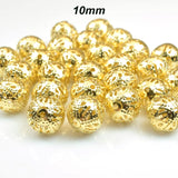 50pcs,10mm Size Hollow Ball (Jali Ball) Flower Beads Metal Charms Gold Plated Filigree Spacer Beads For Jewelry Making