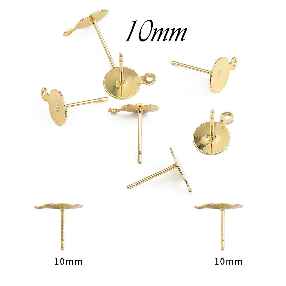 Clear Acrylic Earring backs 10mm with gold-plated base