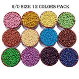 12 Colors Combo Pack Colorful Glass Seed Beads, Size 6/0 (4mm) Jewelry and Crafts Making